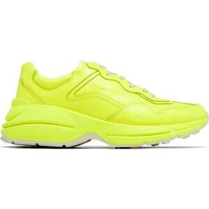Gucci Rhyton Leather Sneaker US 12.5 46 Mens Fluorescent Neon Yellow